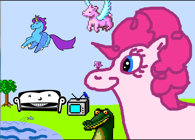 Pinkie Pie rendition in Kid Pix